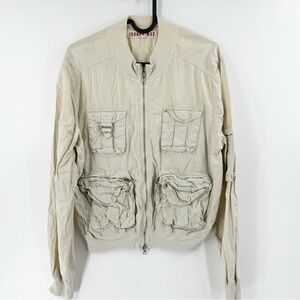 ✅ JOHNNY WAS CARGO JACKET CREAM NEUTRAL SIZE SMALL COTTON